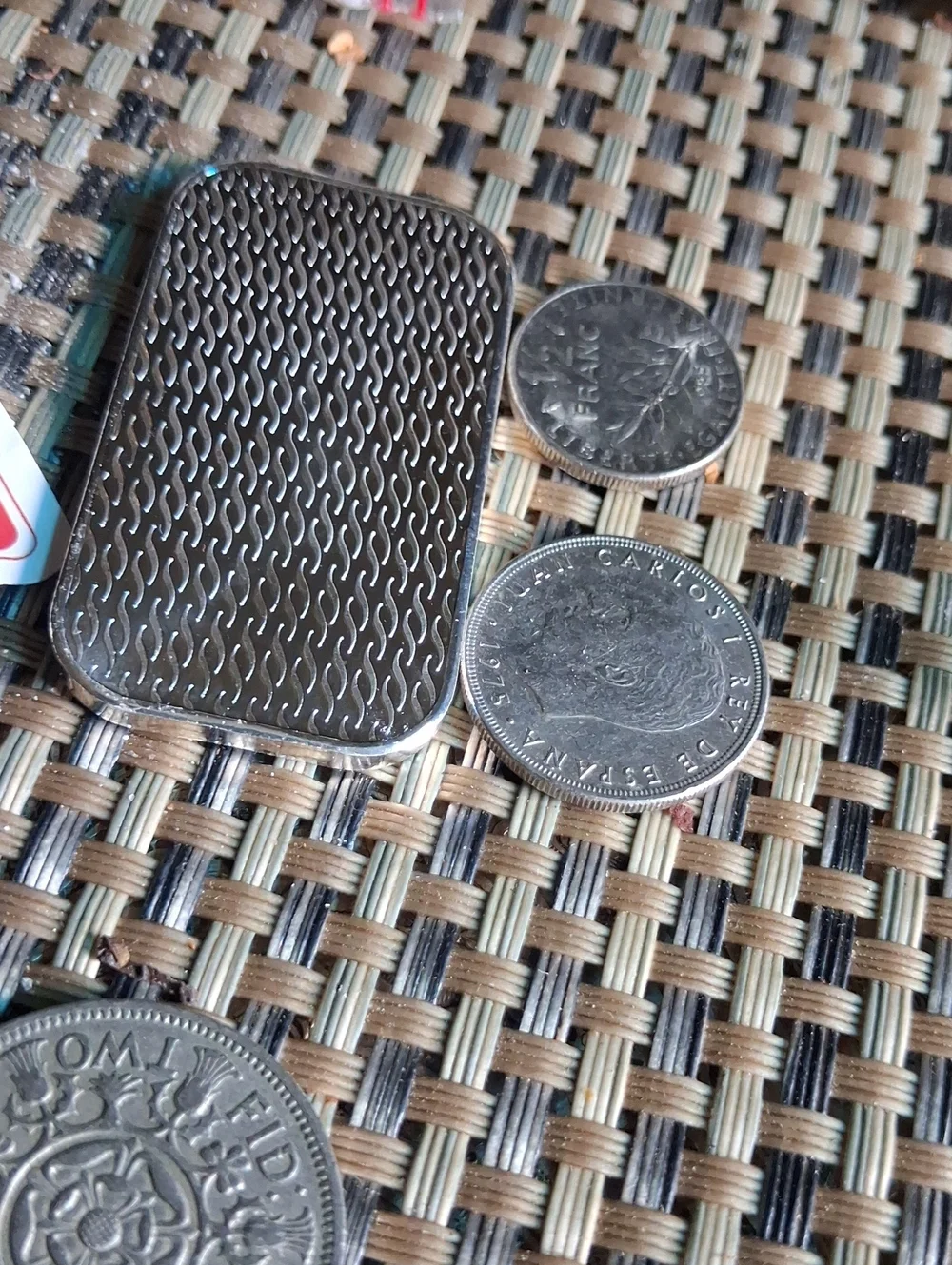 Men's Silver Coin & Bar Accessory Set - Silver Tone